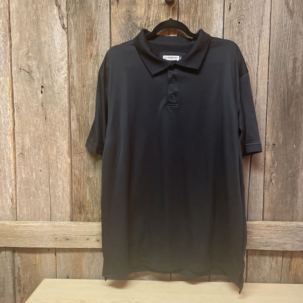 Magellan Outdoor / Men's Black Vented Fishing Polo Shirt /‎ MagWick Fish Gear XL